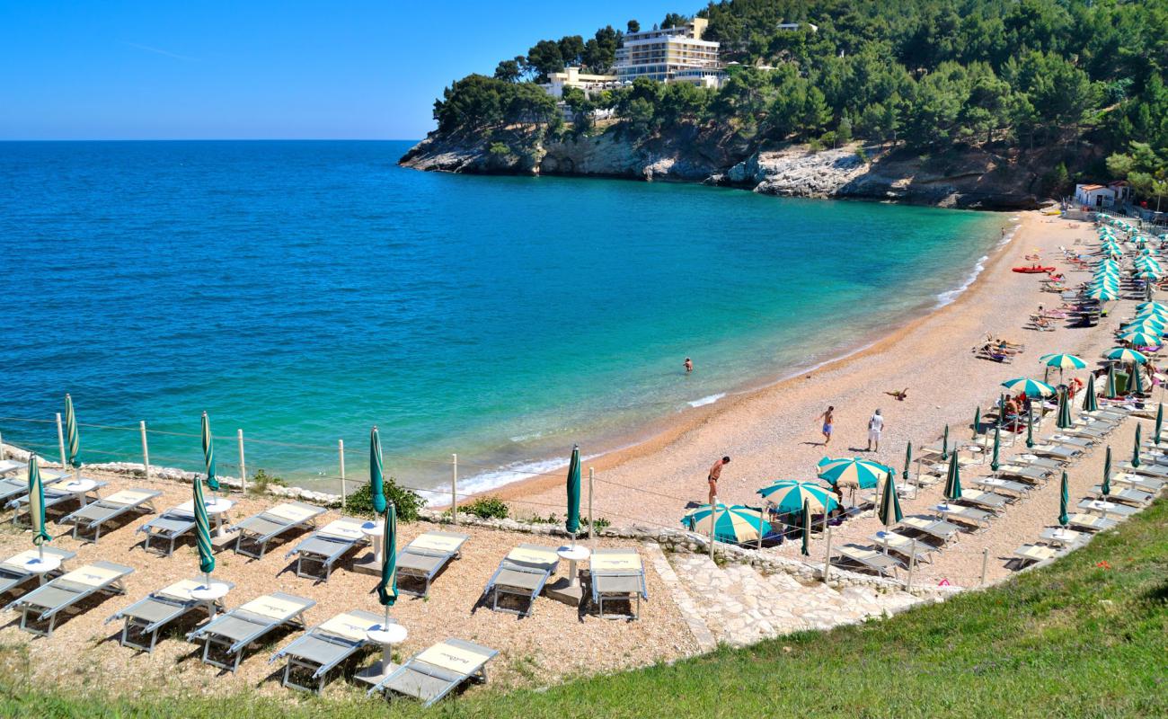 Photo de Plage de Pugnochiuso avec petits galets beige de surface