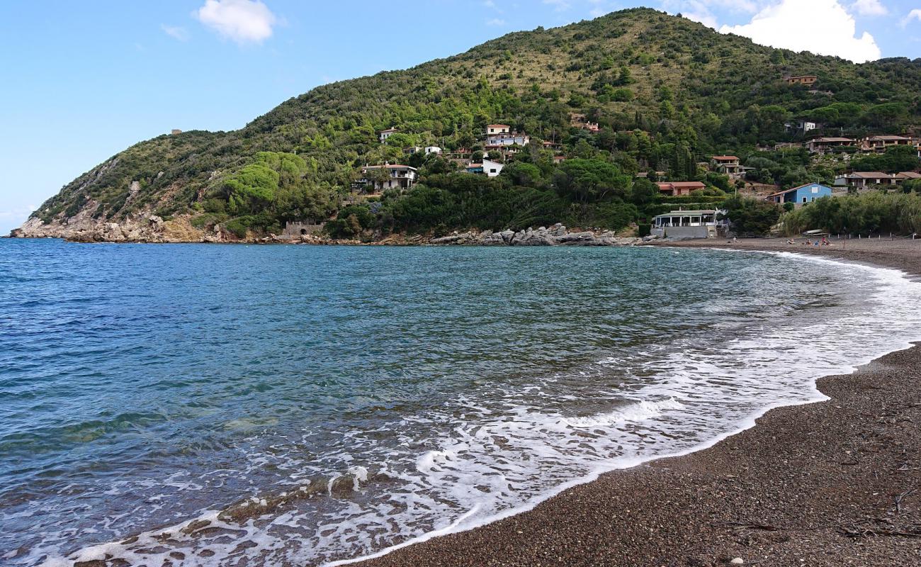 Photo de Plage de Nisporto avec caillou fin brun de surface