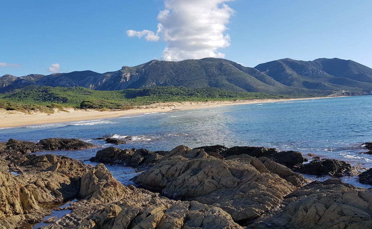 Photo de Spiaggia di Portixeddu avec sable beige fin de surface