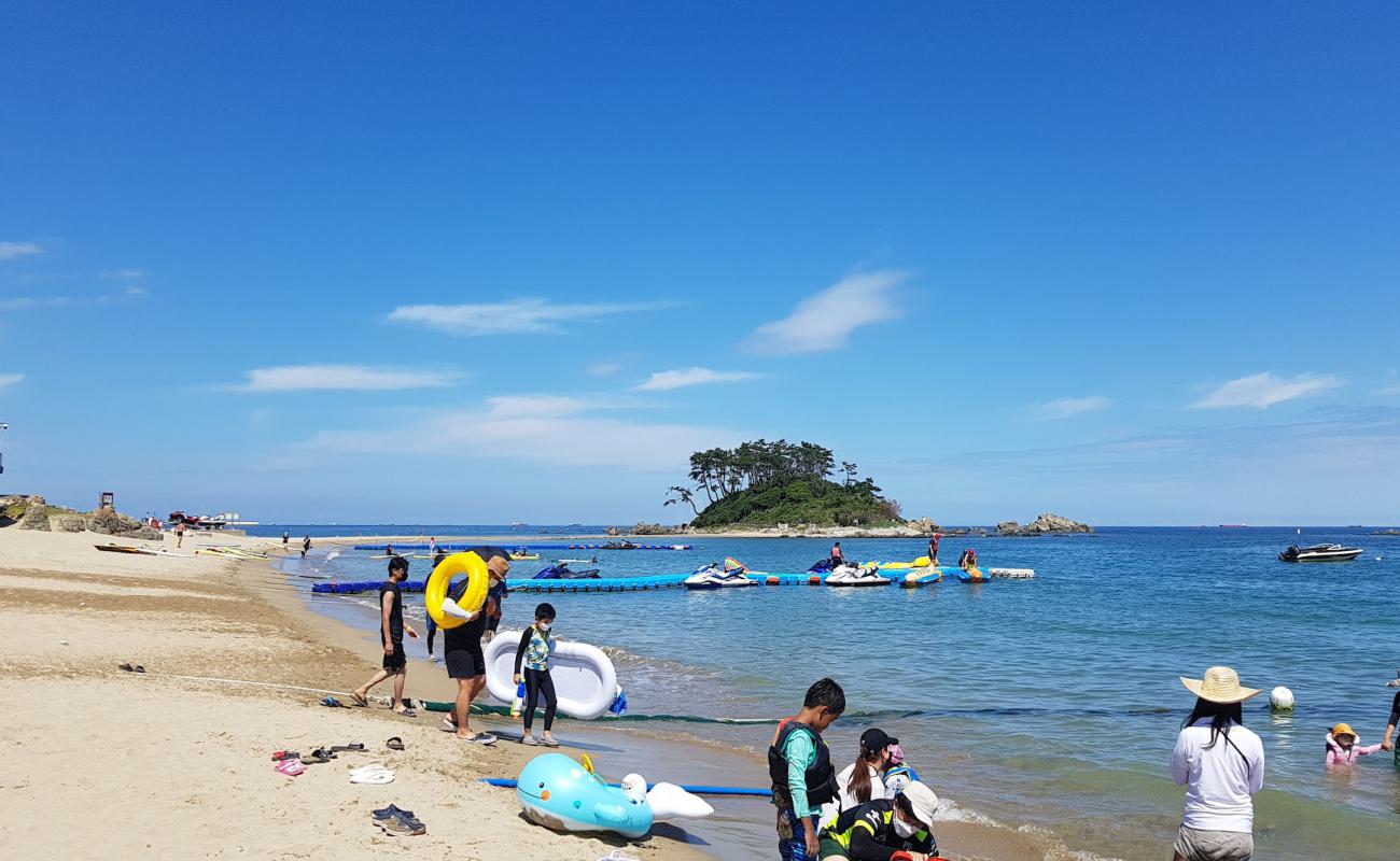 Photo de Jinha Beach avec sable lumineux de surface