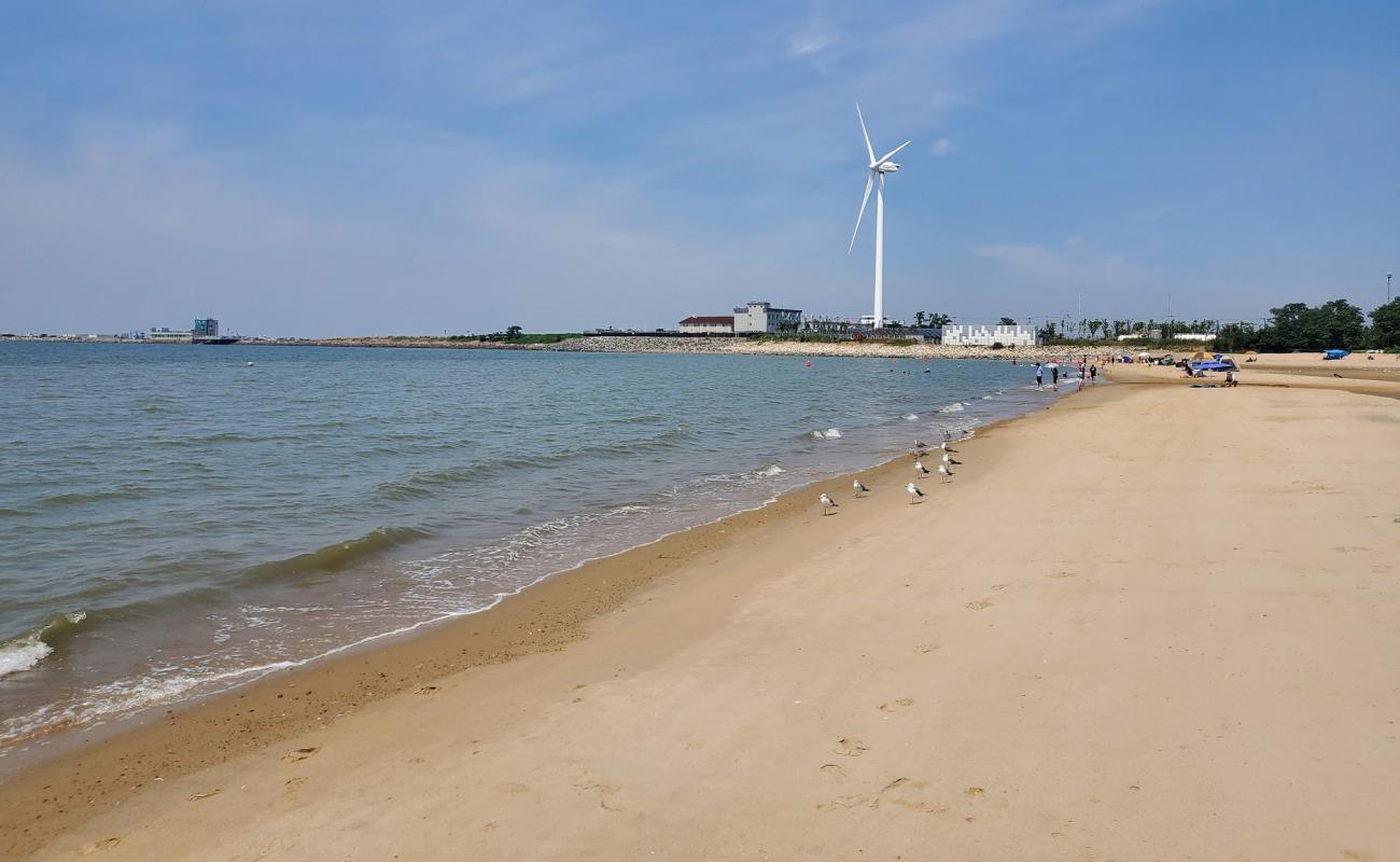 Photo de Daebuduk Beach avec sable lumineux de surface