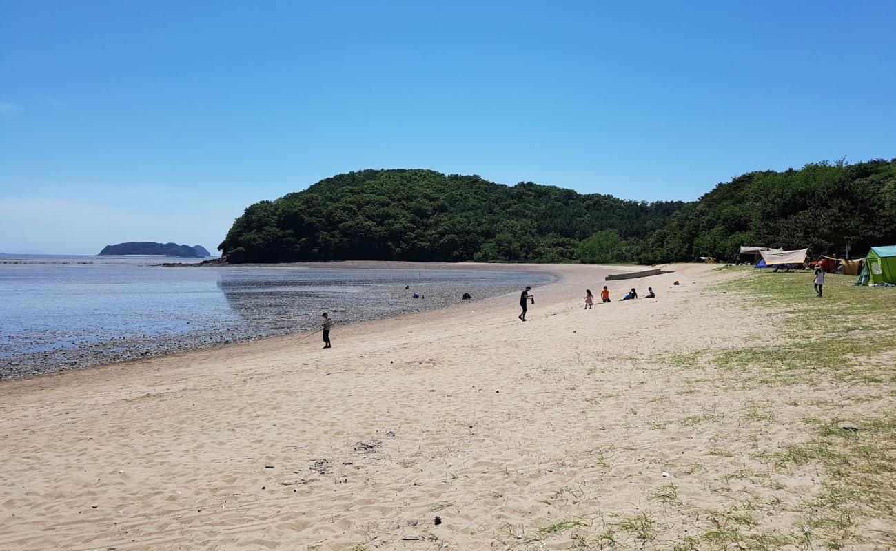 Photo de Handlehae Beach avec sable lumineux de surface