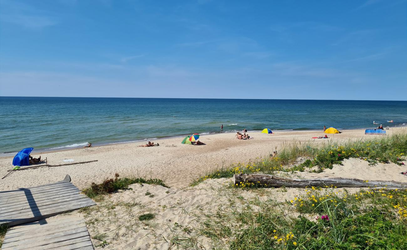 Photo de Pervalka Beach avec sable beige fin de surface