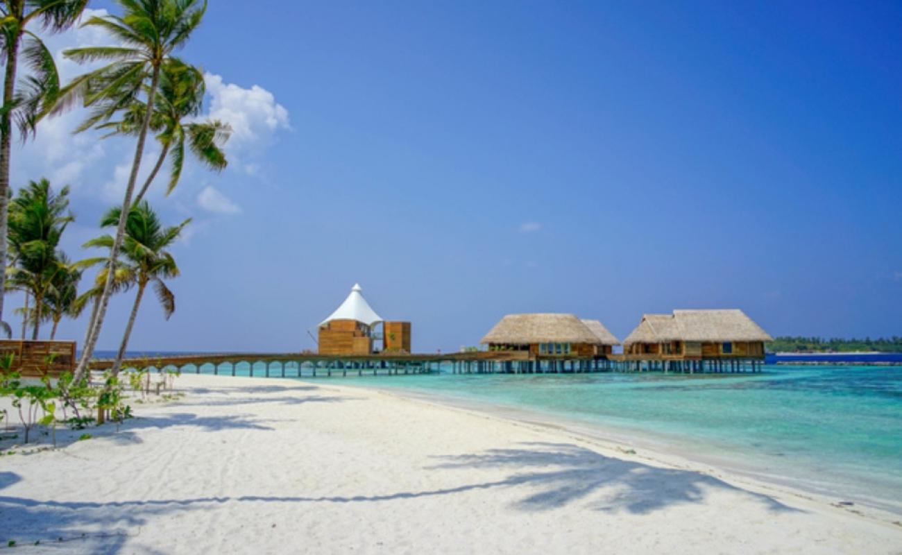 Photo de Plage de l'île Thiladhoo avec sable fin blanc de surface