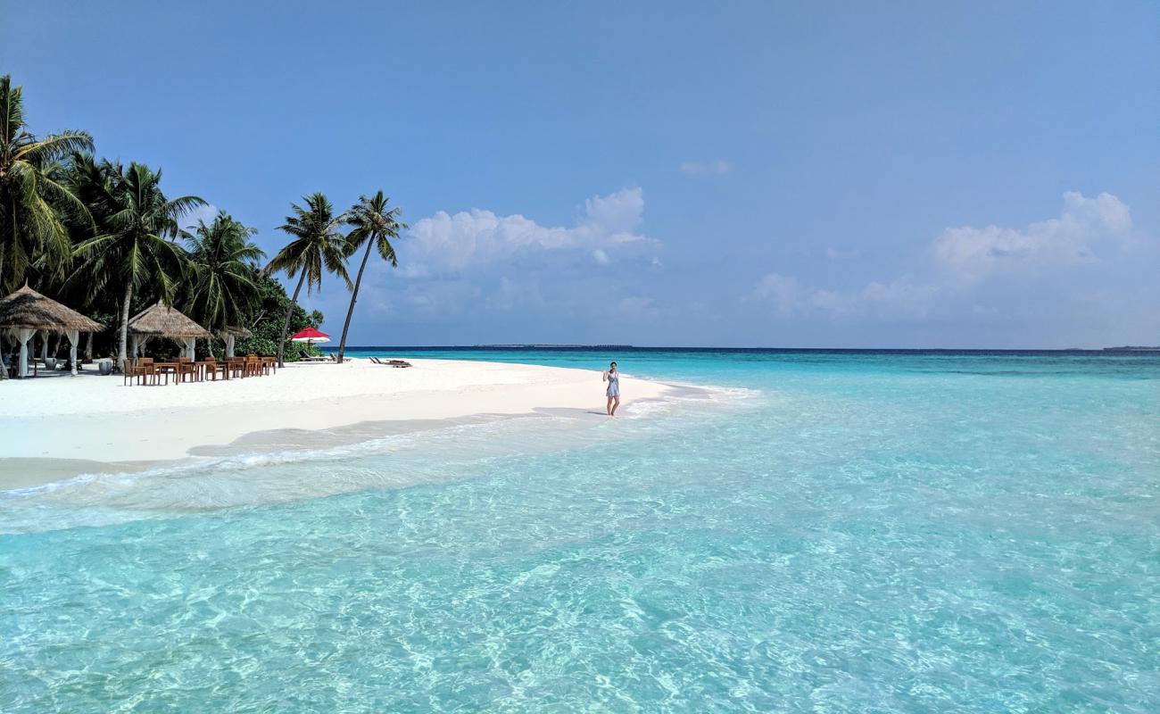 Photo de Plage de l'île de Filaidhoo avec sable beige de surface