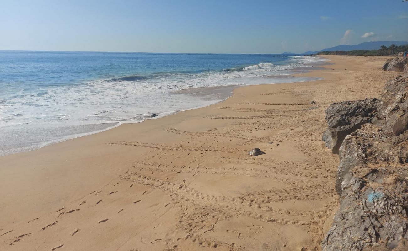 Photo de Ixtapilla beach avec sable fin brun de surface