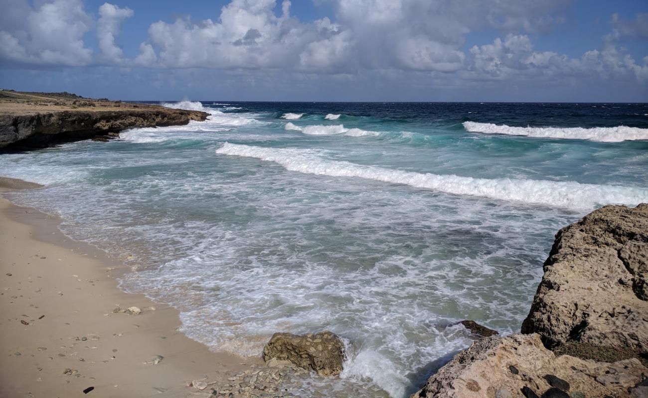 Photo de Wariruri beach avec sable beige & galets de surface