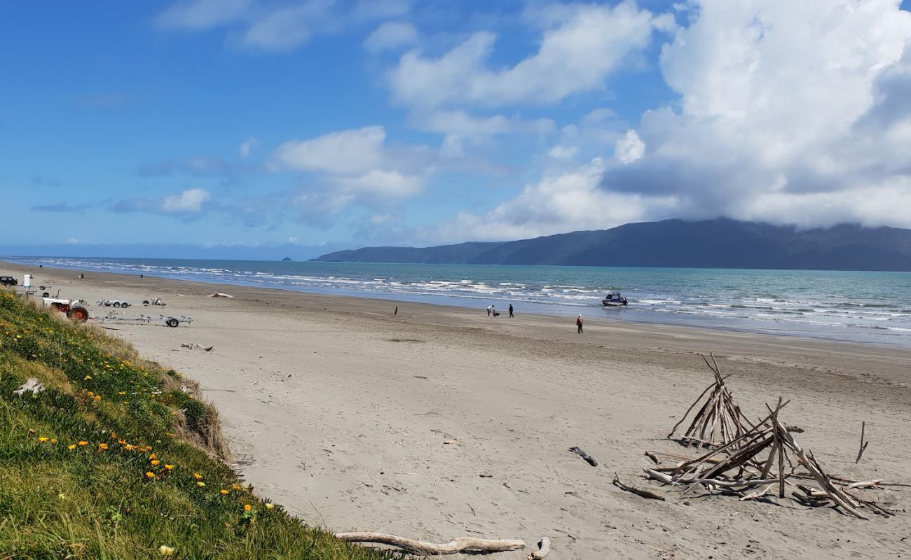 Photo de Waikanae Beach avec sable gris de surface
