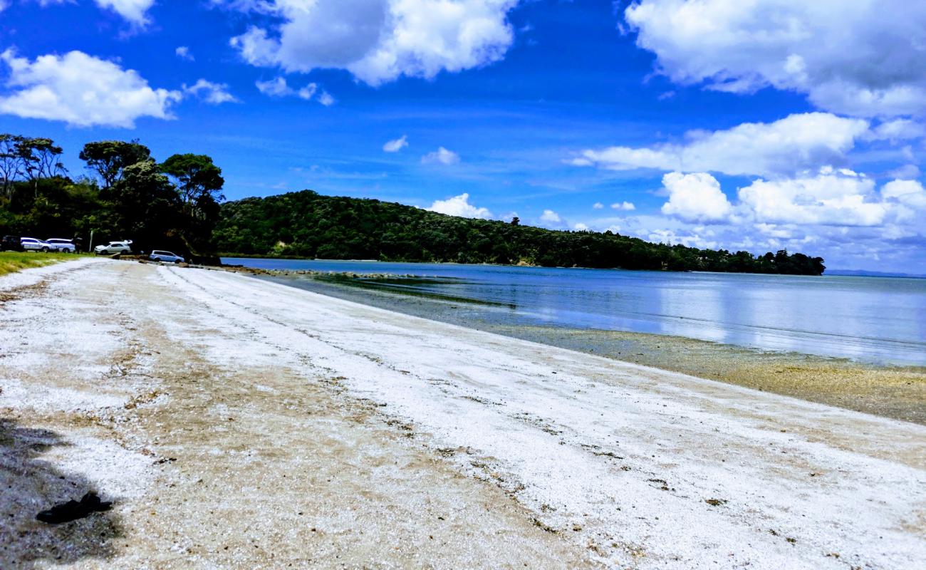 Photo de Sandy Beach avec sable beige & galets de surface
