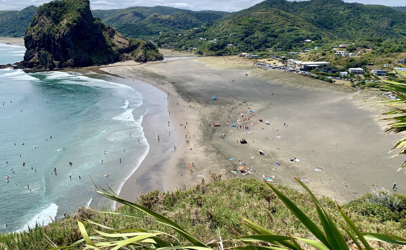 Photo de Piha Beach avec sable gris de surface