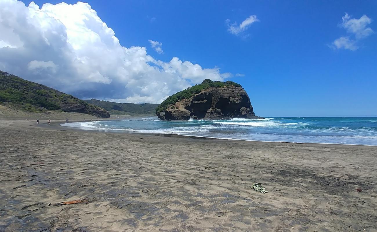 Photo de Te Henga Beach avec sable fin et lumineux de surface