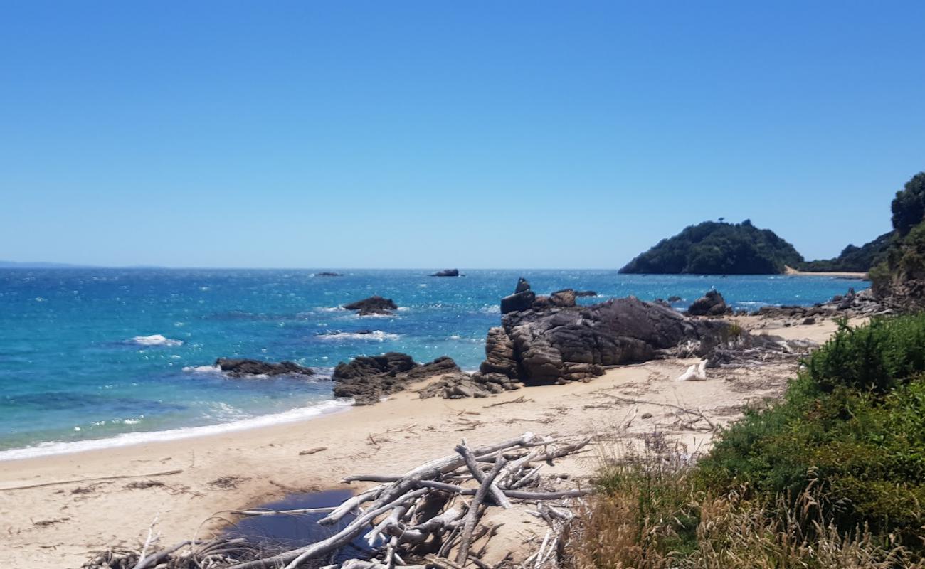 Photo de Golden Bay Beach avec sable beige de surface