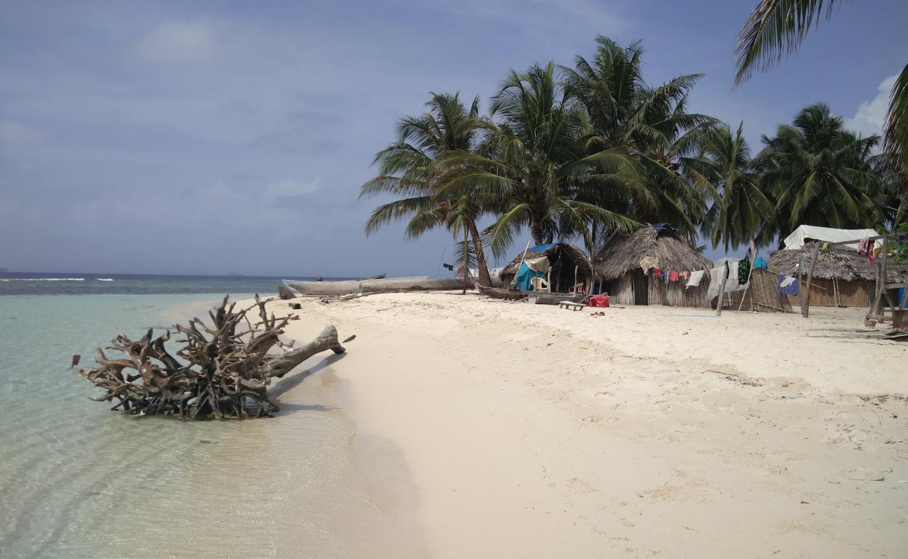 Photo de Coco Blanco Island baech avec sable fin blanc de surface