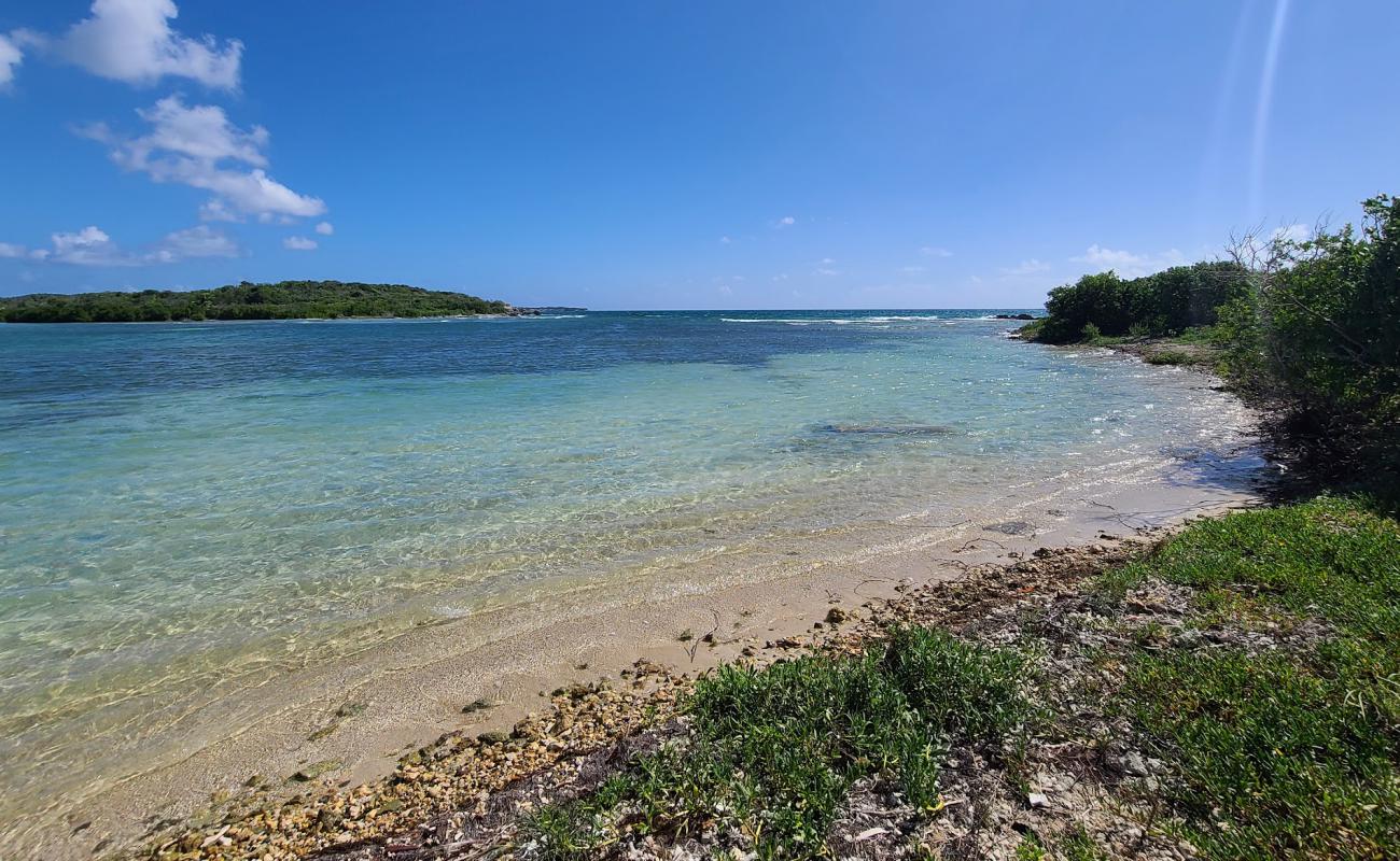 Photo de Blue beach avec sable gris avec roches de surface