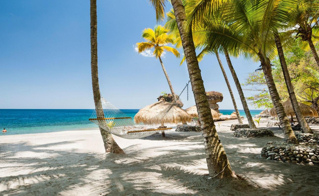 Photo de Plage d'Anse Chastanet avec sable coquillé beige de surface