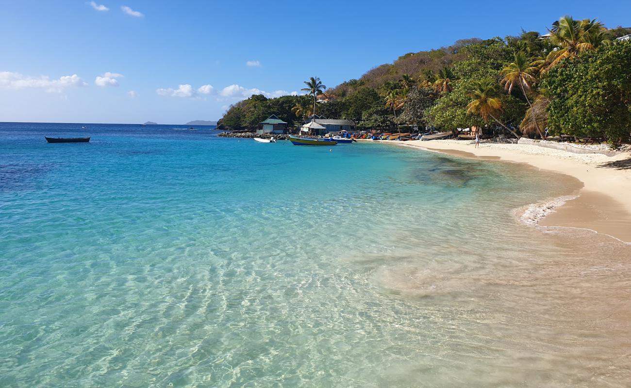 Photo de Basil's beach avec sable beige fin de surface