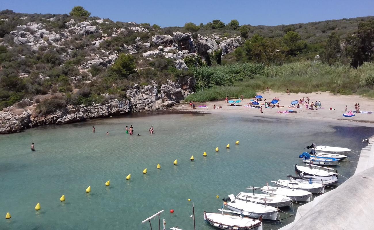 Photo de Playa es Canutells avec sable gris de surface