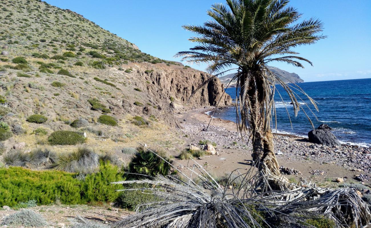 Photo de Cala de los Toros avec sable gris avec roches de surface