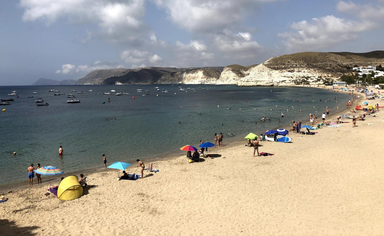 Photo de Playa Agua Amarga avec sable brun de surface