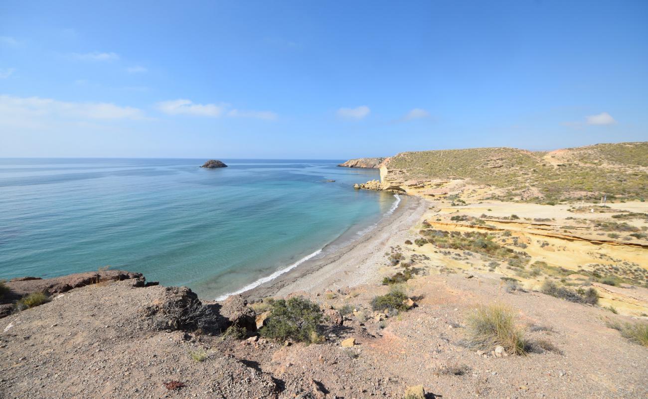 Photo de Playa Cueva de Lobos avec sable brun avec roches de surface