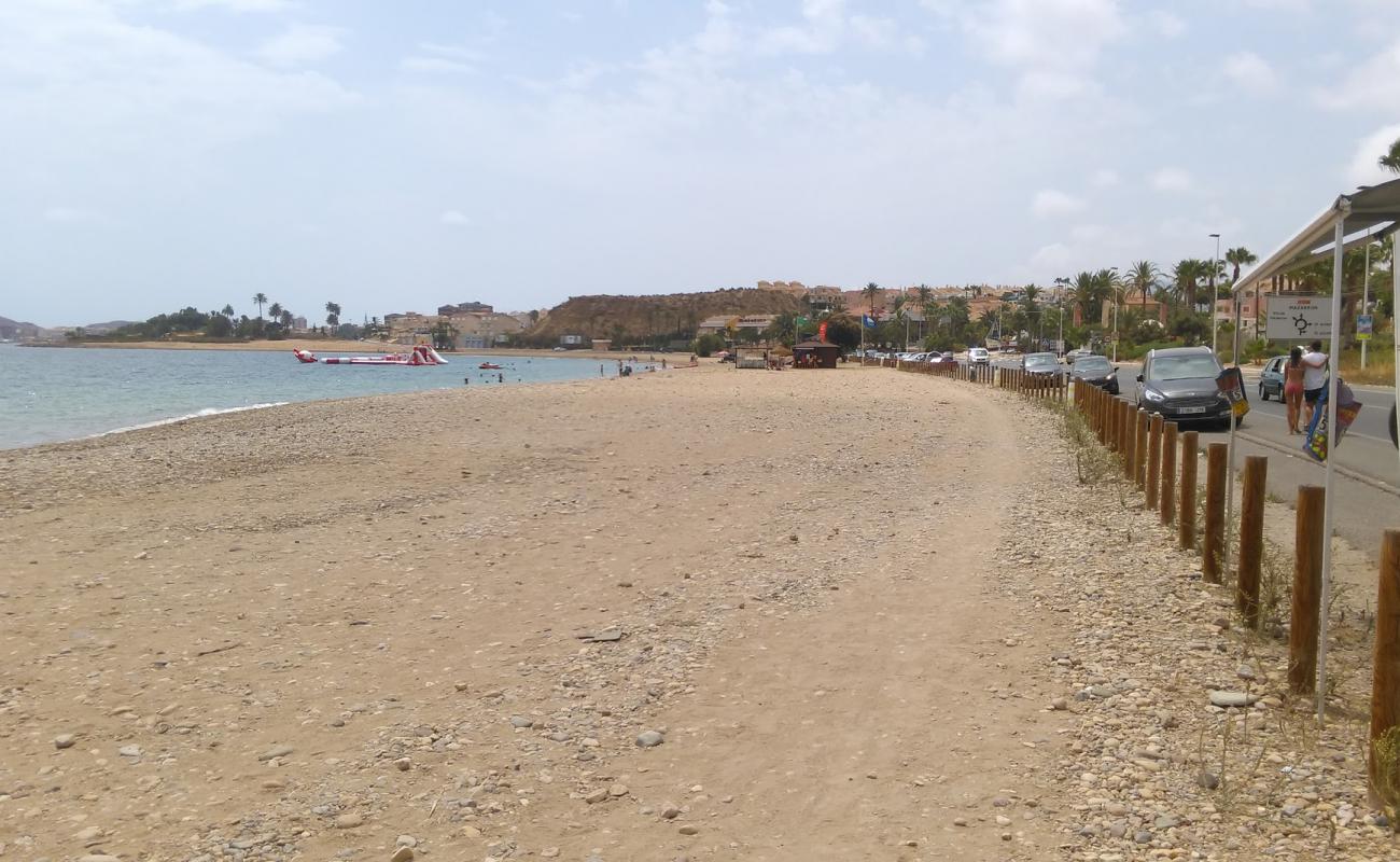 Photo de Playa del Alamillo avec sable brun & rochers de surface