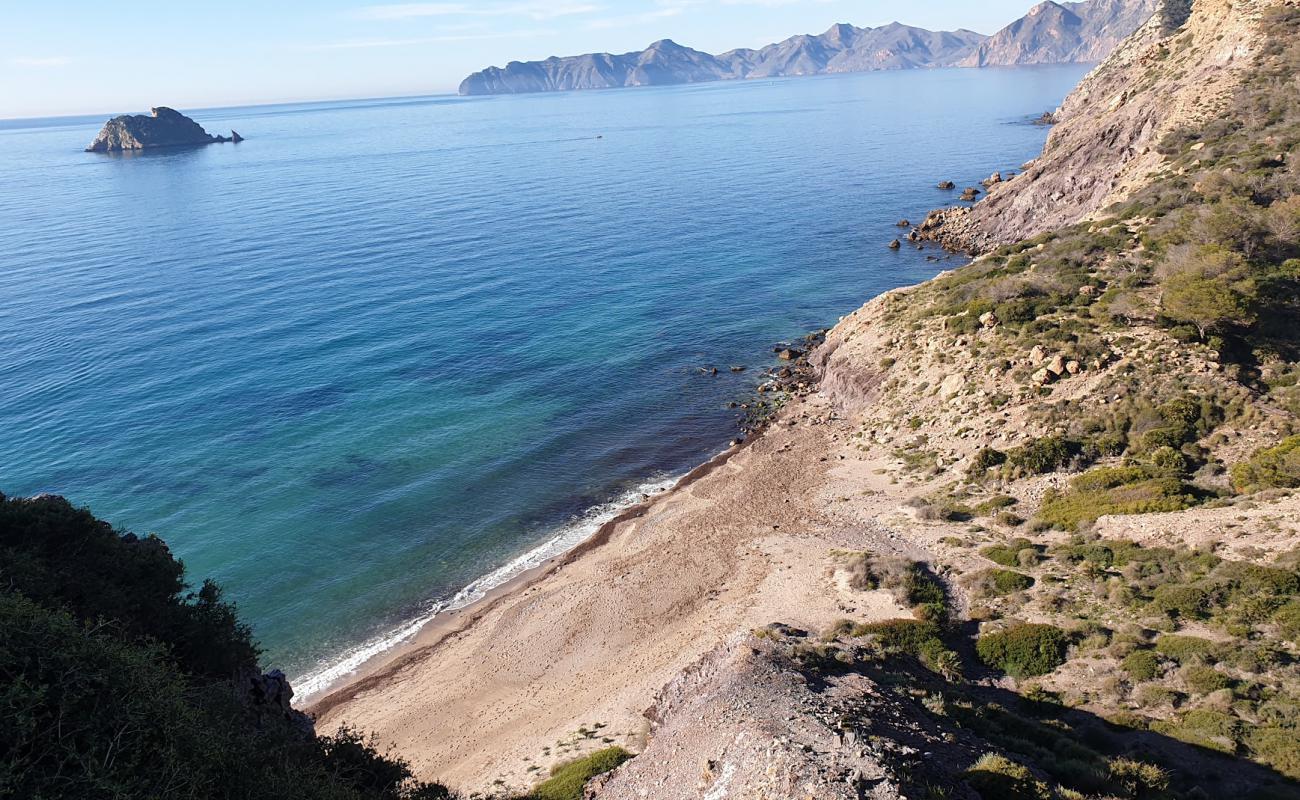 Photo de Playa de Fatares avec sable coquillier gris de surface