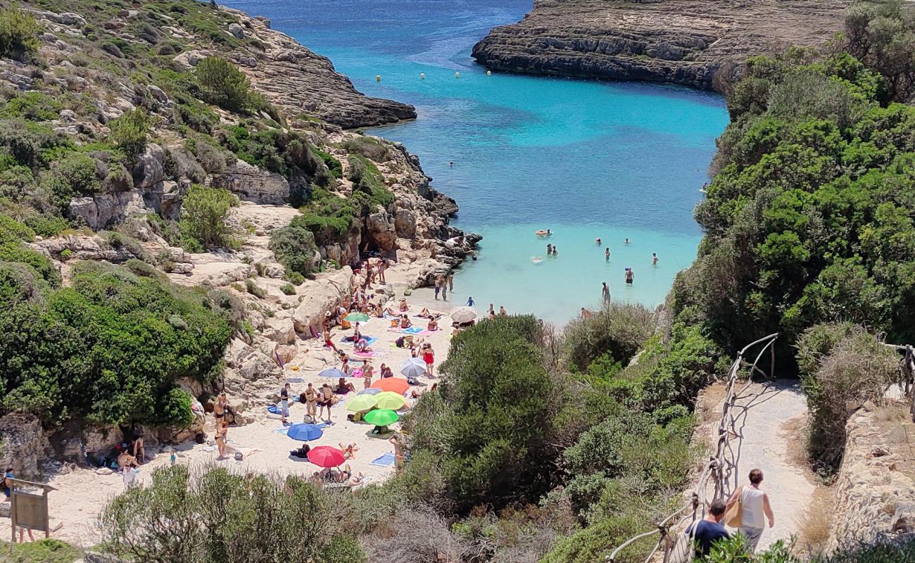 Photo de Cala Binidali avec sable lumineux de surface