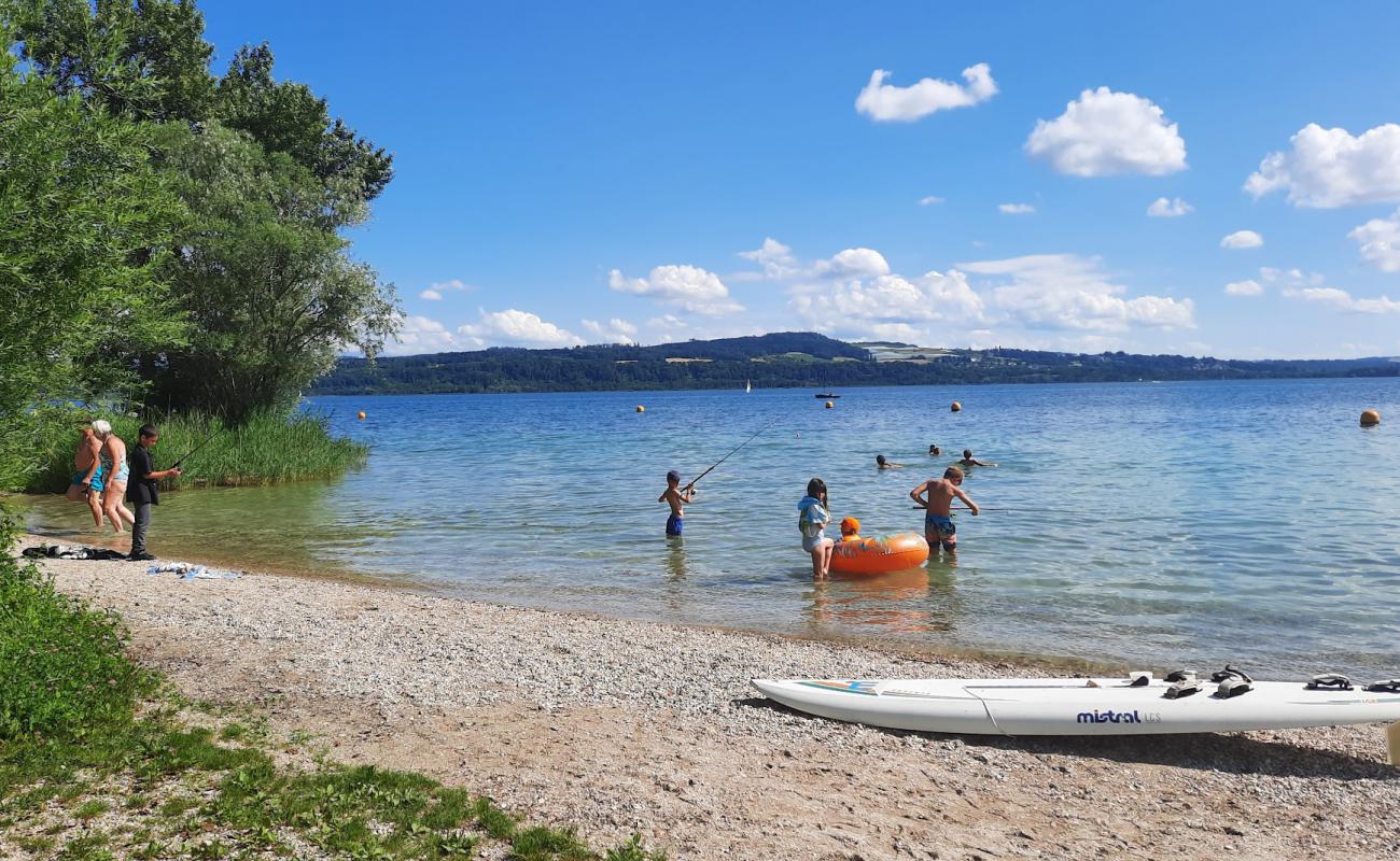 Photo de Camping Les Pins Beach avec caillou fin clair de surface