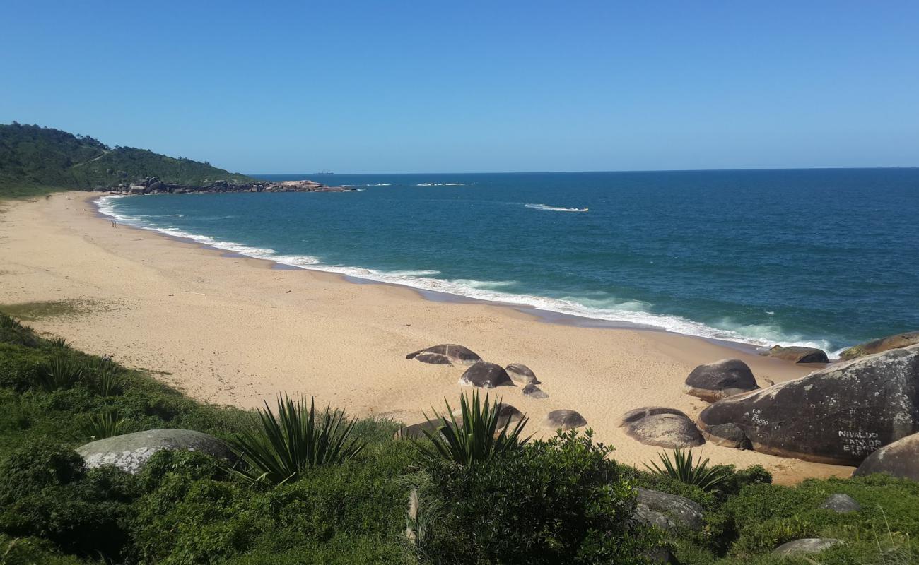 Photo de Praia de Taquarinhas protégé par des falaises