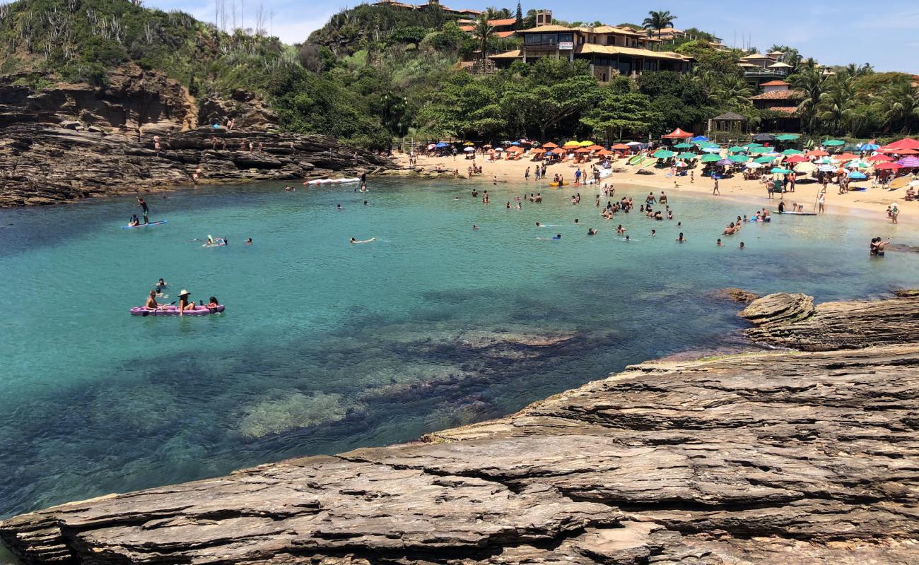 Photo de Plage de Ferradurinha avec sable fin et lumineux de surface