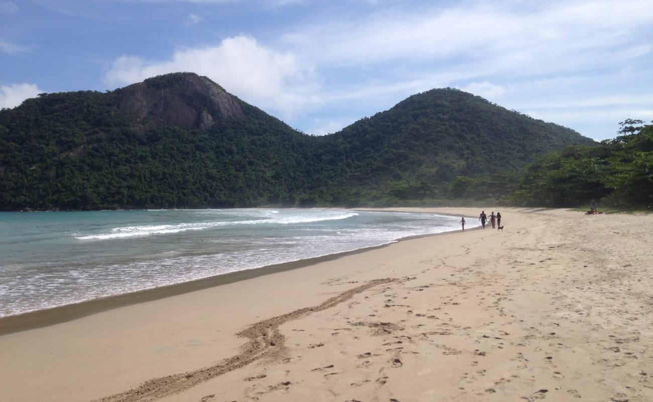 Photo de Praia de Dois Rios avec sable beige fin de surface