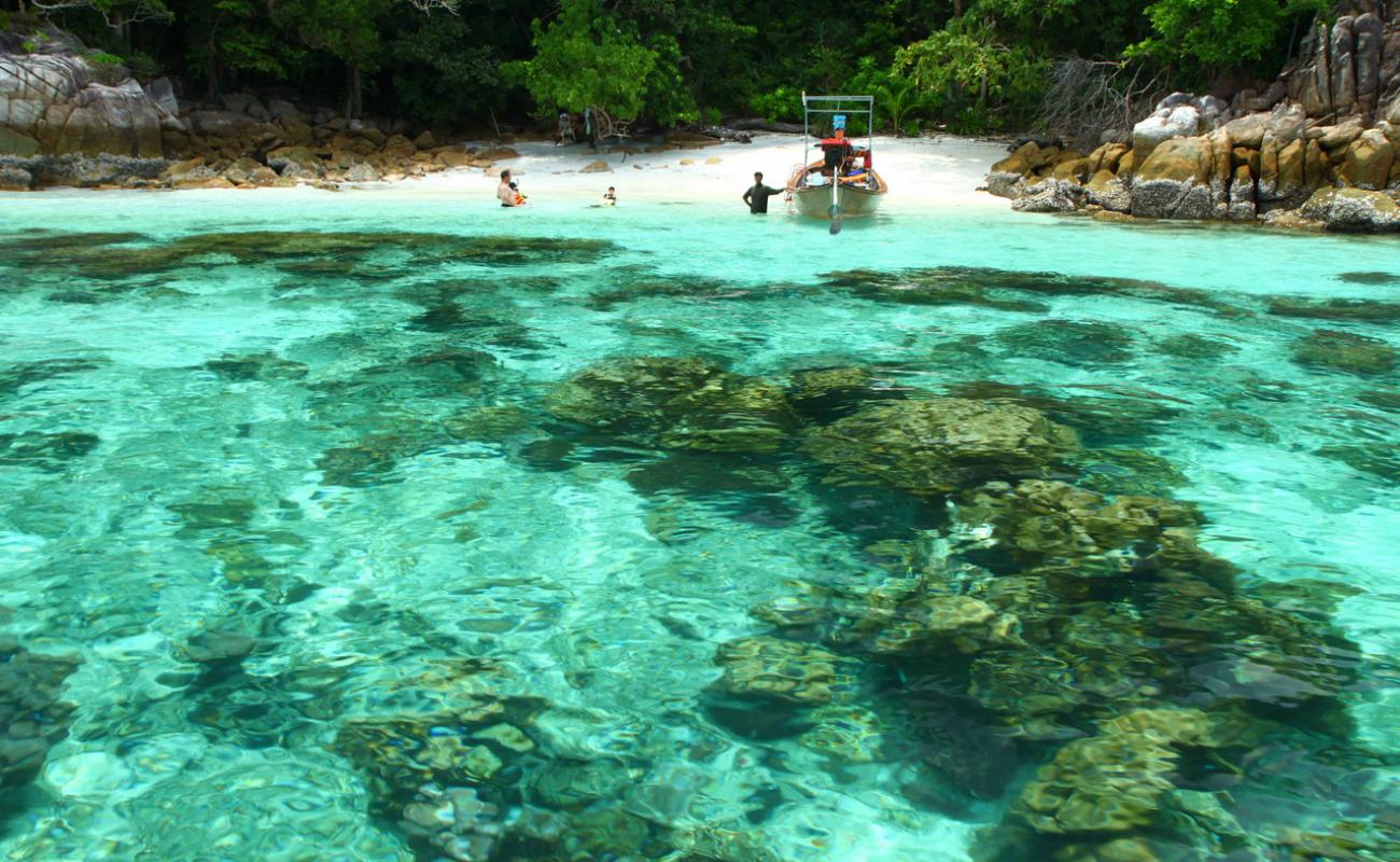 Photo de Ko Tarutao Beach avec sable beige fin de surface