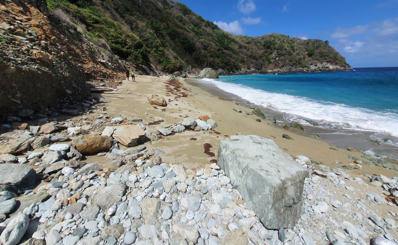 Photo de Iguana bay beach avec sable beige & pierres de surface