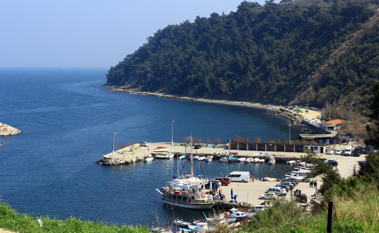 Photo de Zeytinbagi Halk Plaji avec sable brun & rochers de surface