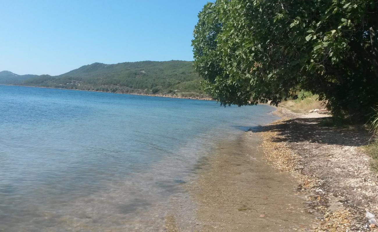 Photo de Pazarli beach avec sable noir avec caillou de surface