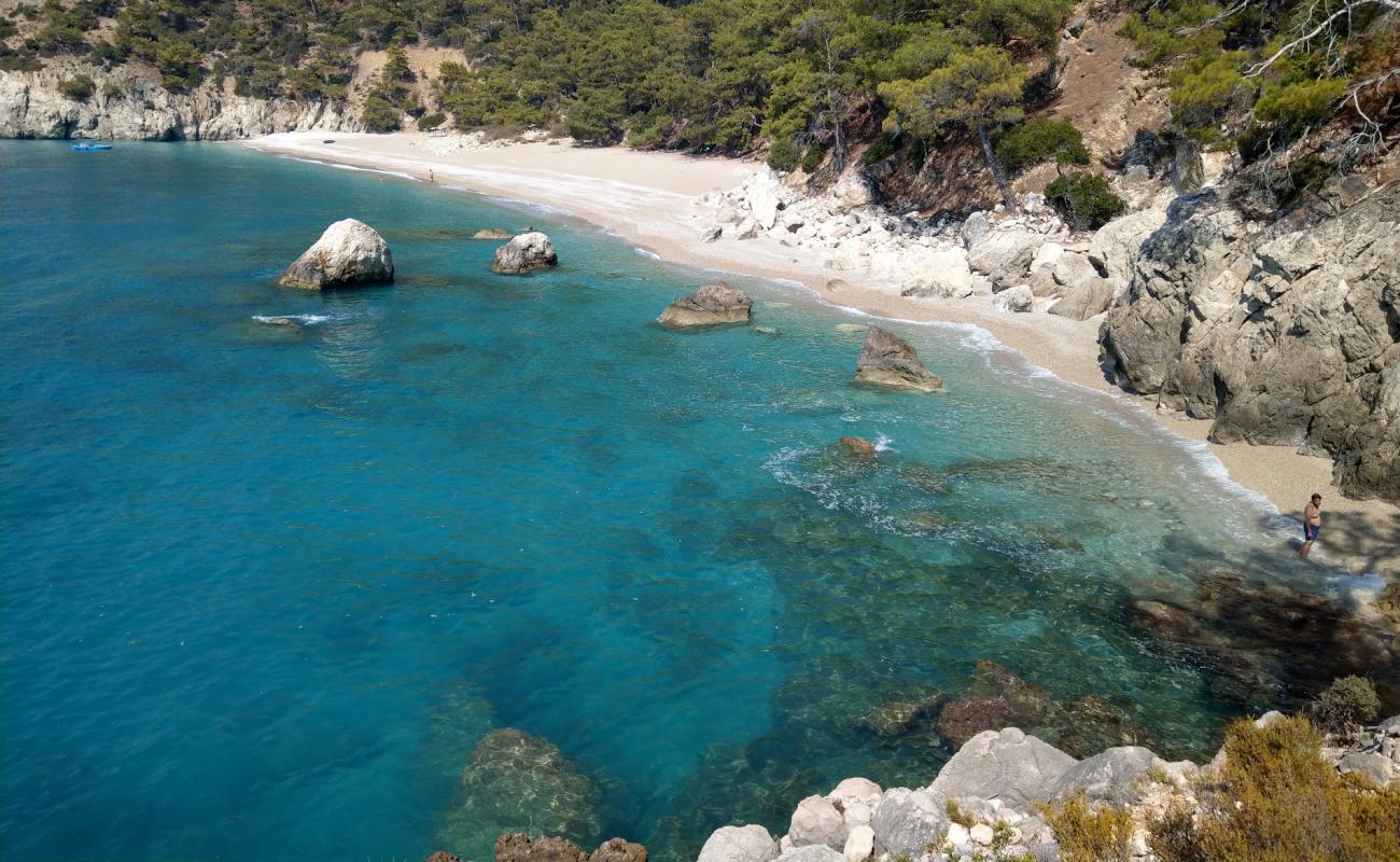 Photo de Balarti beach avec sable beige & galets de surface