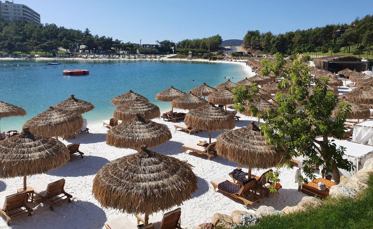 Photo de Plage de Lujo Bodrum avec sable fin et lumineux de surface