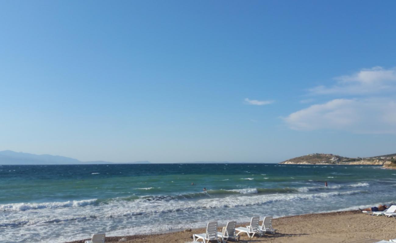 Photo de Ciftlikkoy beach avec sable gris avec caillou de surface