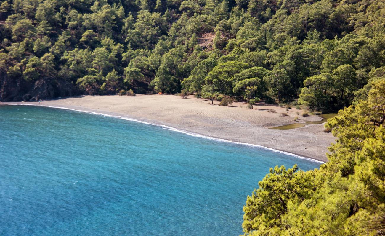 Photo de Tekirova Beach avec sable noir & galets de surface