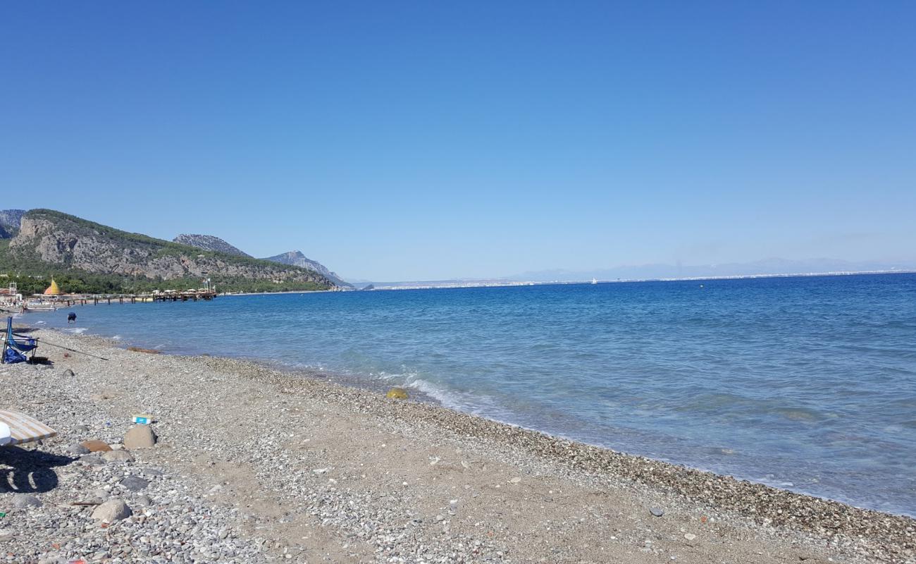 Photo de Beldibi beach avec sable gris avec caillou de surface