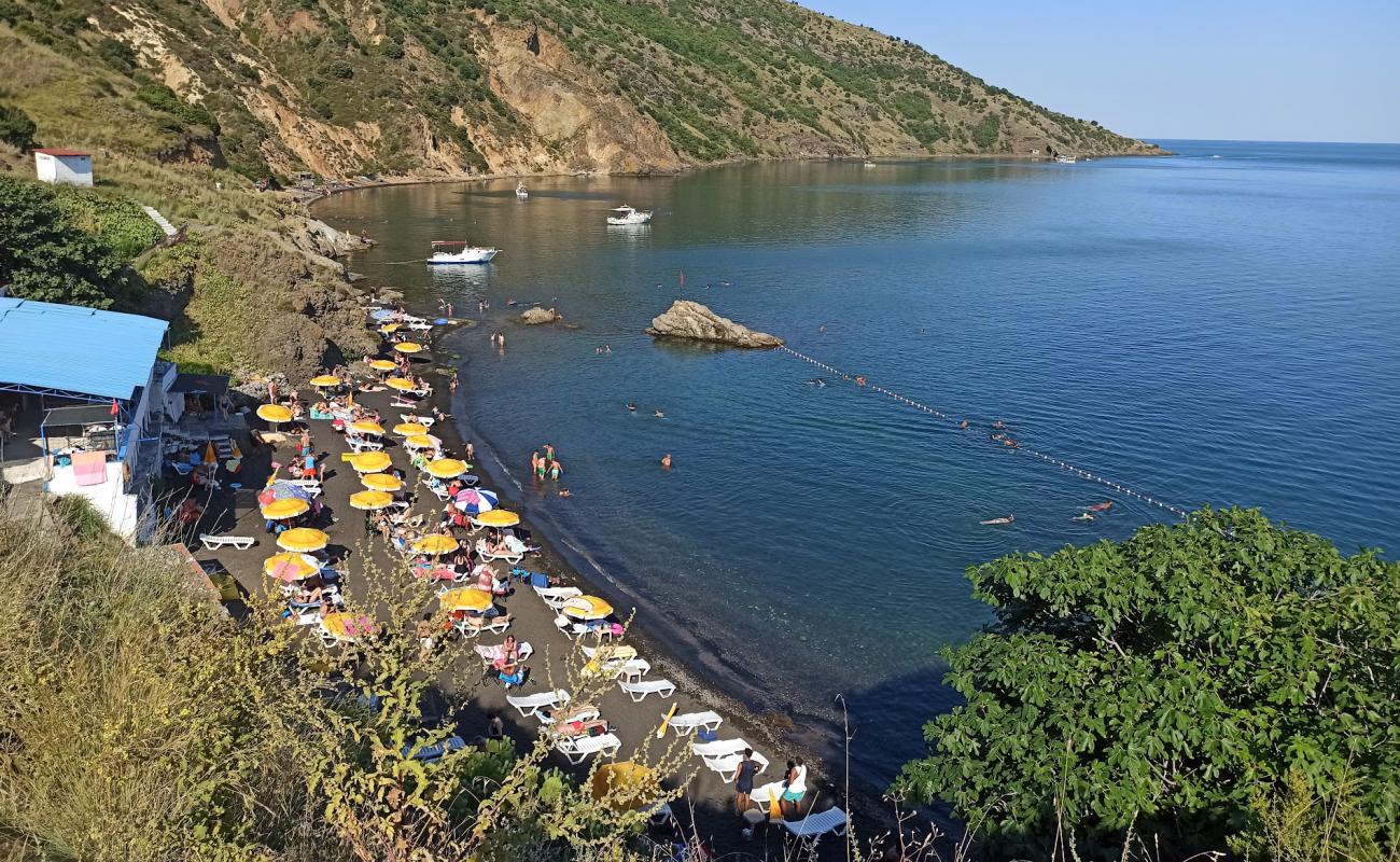Photo de Karakum Plaji avec sable gris & galets de surface