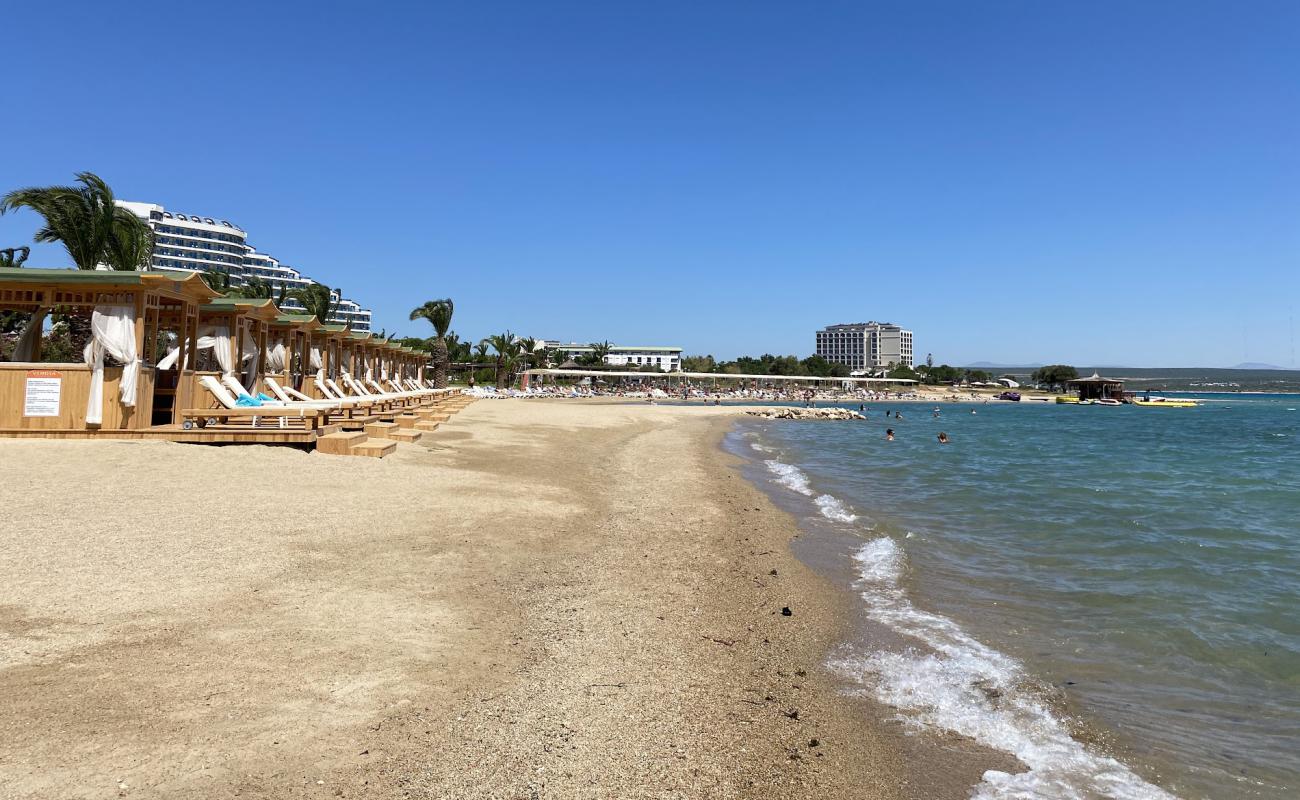 Photo de Venosa Beach avec sable beige de surface