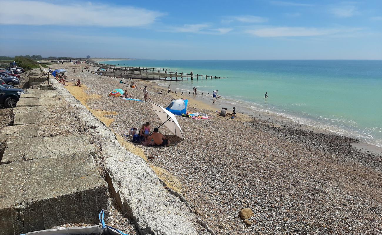 Photo de Plage de Climping avec galets beige de surface
