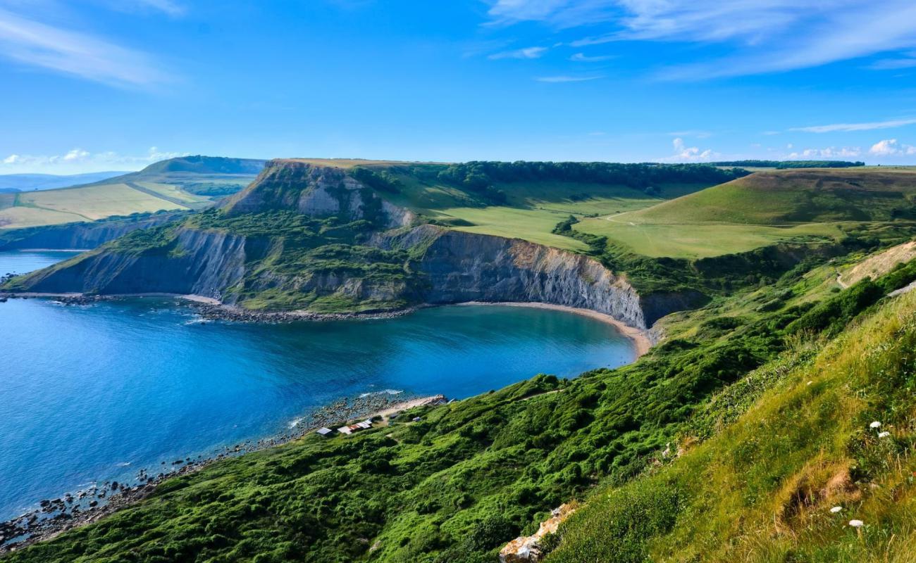 Photo de Chapman's Pool avec galets beige de surface