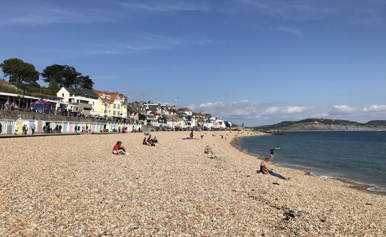 Photo de Lyme regis beach avec sable beige & galets de surface