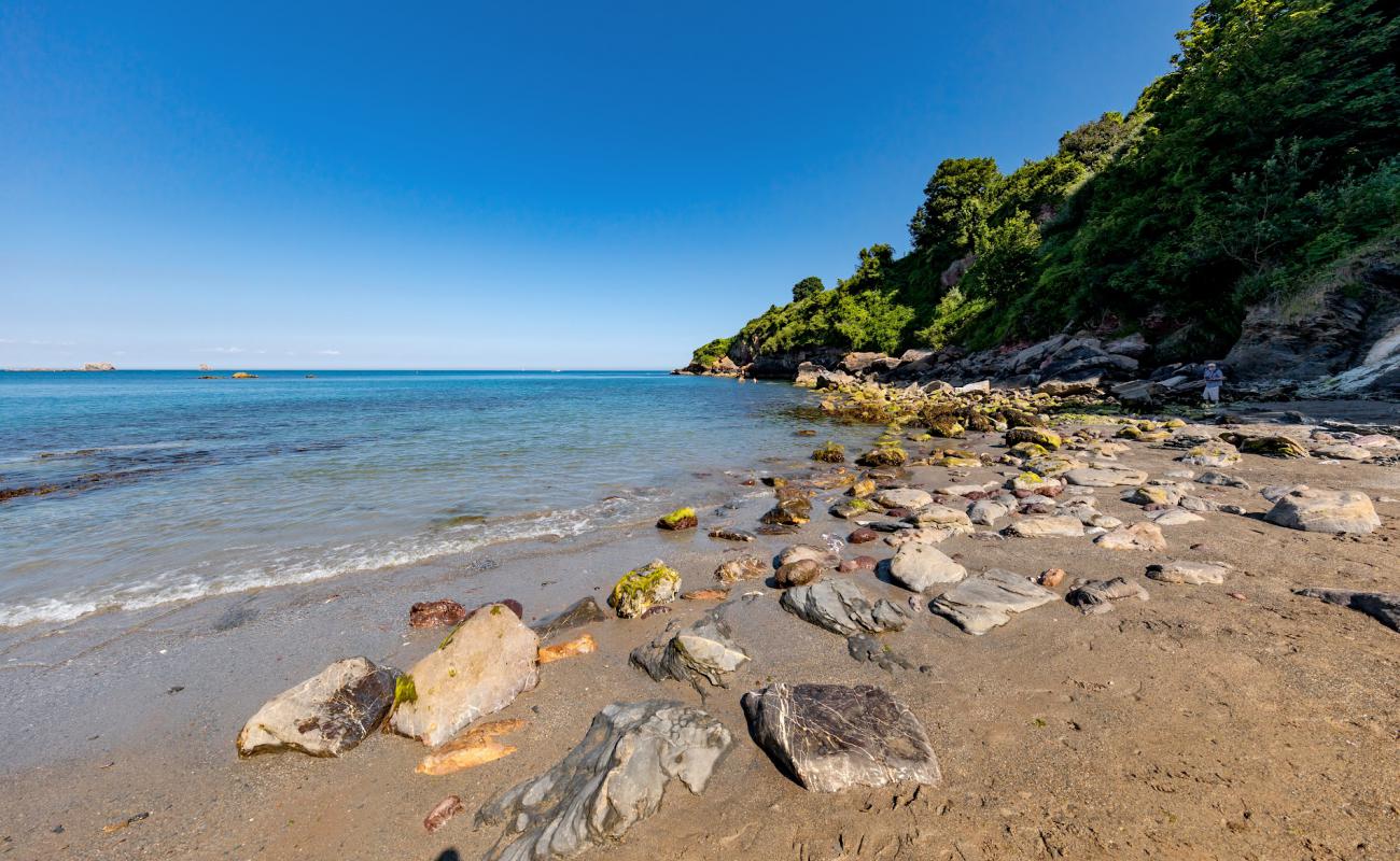 Photo de St Mary's Bay avec sable gris & rochers de surface