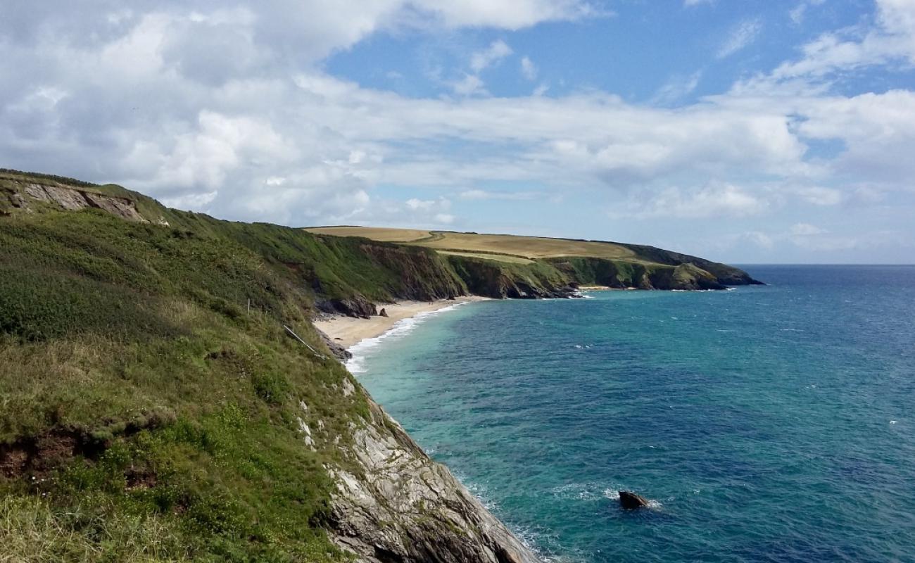 Photo de Porthbeor beach avec sable gris de surface