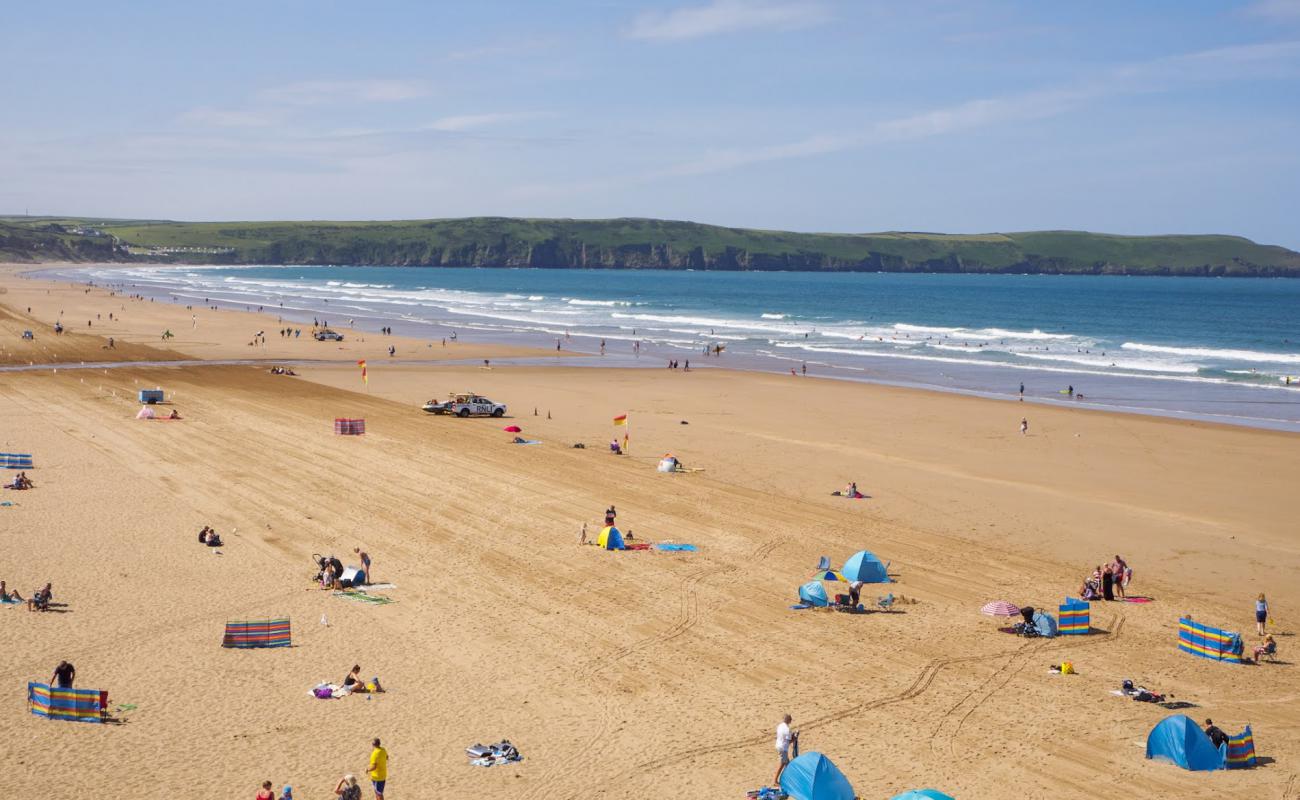 Photo de Plage de Woolacombe avec sable beige de surface