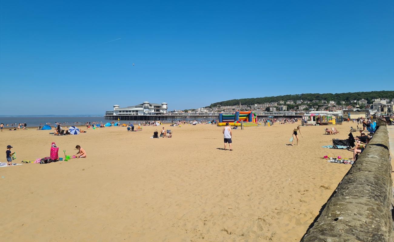 Photo de Weston Super Mare Beach avec sable fin marron de surface