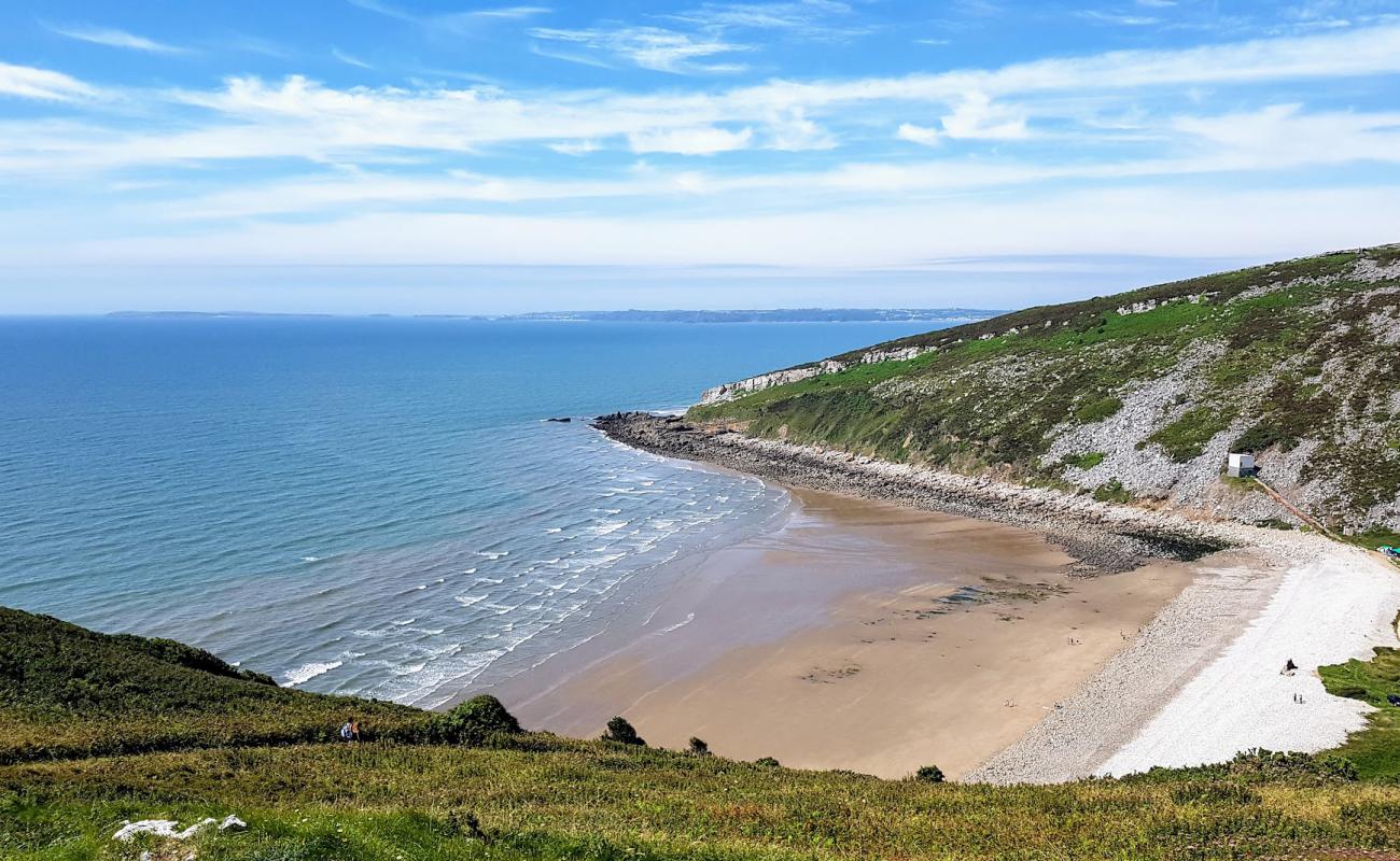 Photo de Morfa Bychan avec sable gris & galets de surface
